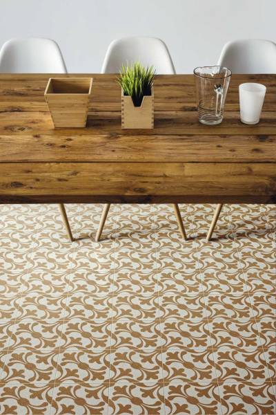 Carreau de ciment pour sol carrelage beige et ocre CIM-CA01