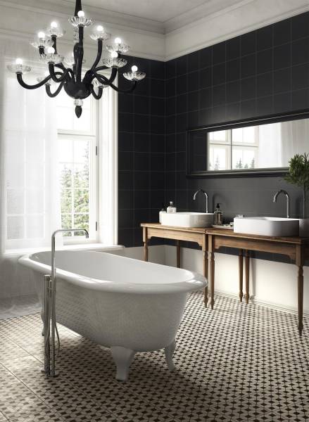 Carreau de ciment noir et blanc CIM-RA01