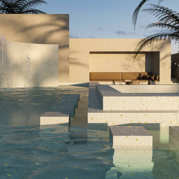 Piscine marbre carrara or luxe EZ08