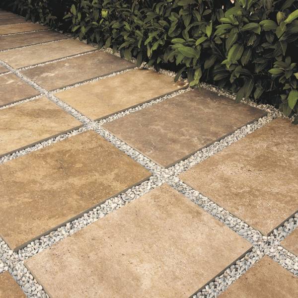 Dalles 2cm à poser sur gravier effet travertin 2CM-ED01